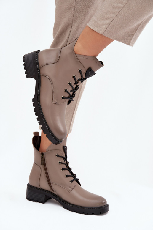 zateplené Dámské podpatky  Vinceza 58609 šedá