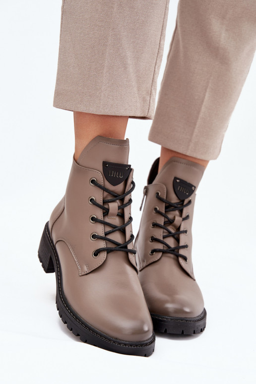 zateplené Dámské podpatky  Vinceza 58609 šedá