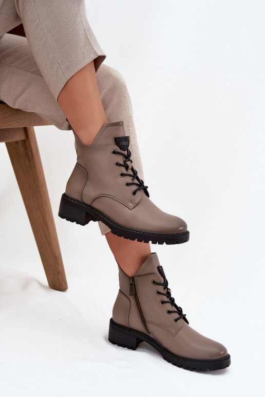 zateplené Dámské podpatky  Vinceza 58609 šedá