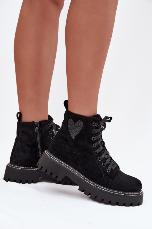 Dámské podpatky Z se třpytkamiowym se srdíčkym Černé Nariri