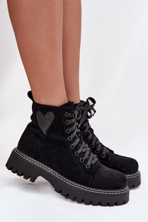 Dámské podpatky Z se třpytkamiowym se srdíčkym Černé Nariri