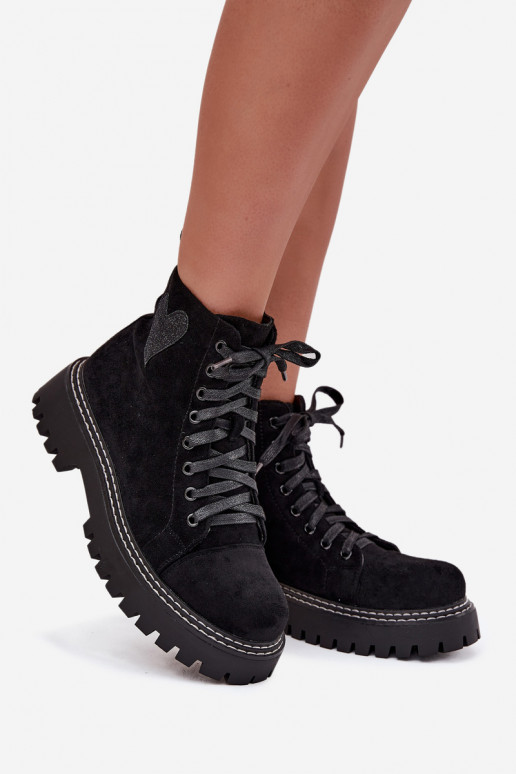 Dámské podpatky Z se třpytkamiowym se srdíčkym Černé Nariri