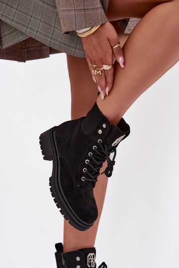 boty   zateplené s pěknými detaily Černé Olivira