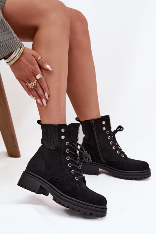 boty   zateplené s pěknými detaily Černé Olivira