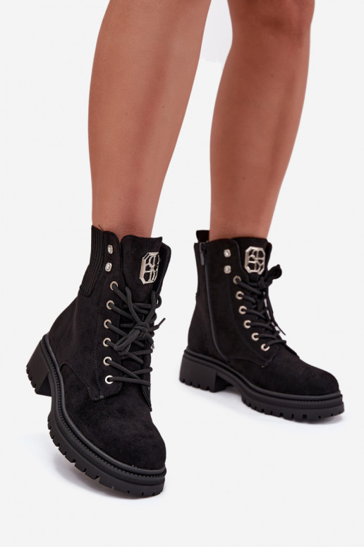 boty   zateplené s pěknými detaily Černé Olivira