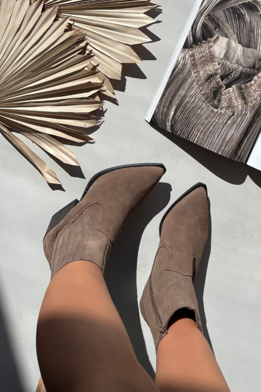 ze semiše Boty v kovbojském stylu  s podpatky zateplené khaki Dylira