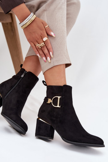 zateplené Dámské podpatky Ze zlaté barvymi Elementami Černé Ambrine