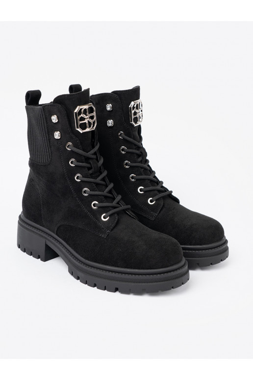 Elegantní styl Černé Dámské boty z błyszczącymi kryształkami