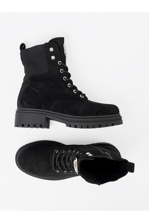 Elegantní styl Černé Dámské boty z błyszczącymi kryształkami