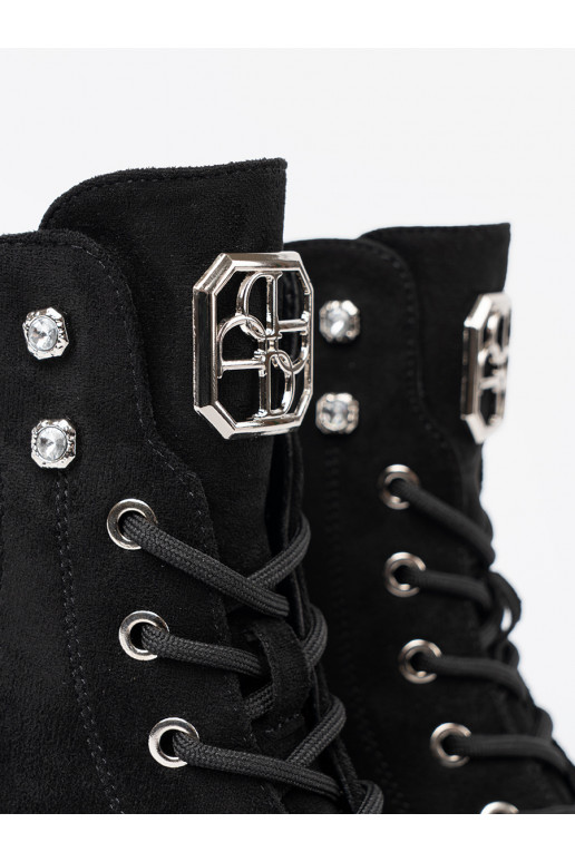 Elegantní styl Černé Dámské boty z błyszczącymi kryształkami