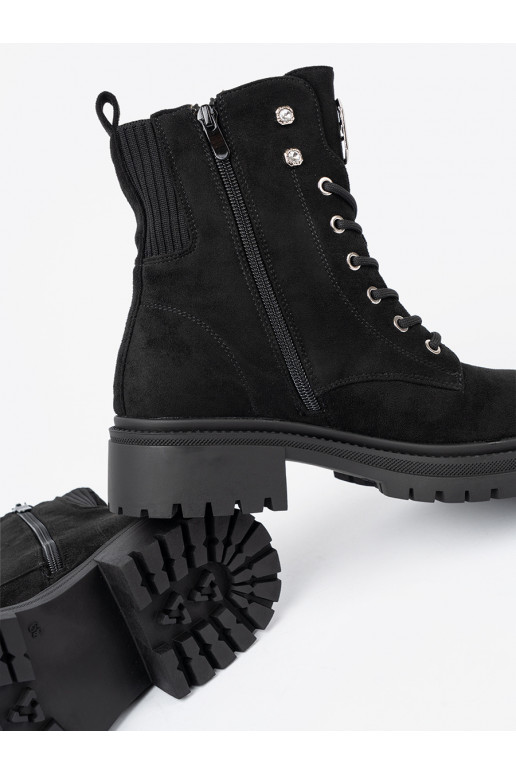 Elegantní styl Černé Dámské boty z błyszczącymi kryształkami