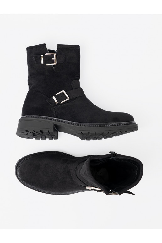 Nowoczesne Černé boty ze mi klamrami