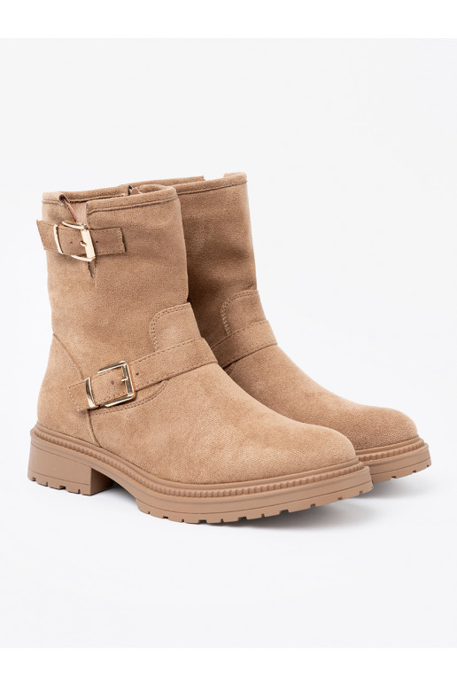 karamelová barva boty z ozdobnymi mi klamrami