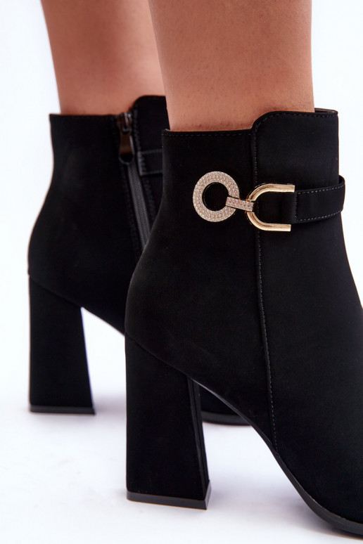 Dřeváky s podpatky s ornamenty Černé Lymall