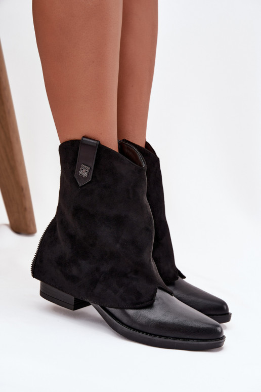 zateplené Boty v kovbojském stylu s podpatky Černé Sylvette