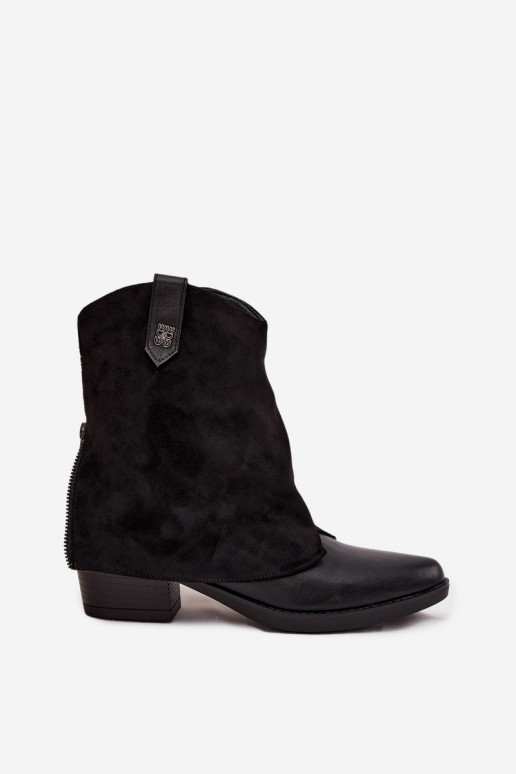 zateplené Boty v kovbojském stylu s podpatky Černé Sylvette
