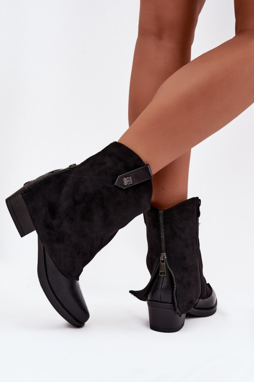 zateplené Boty v kovbojském stylu s podpatky Černé Sylvette
