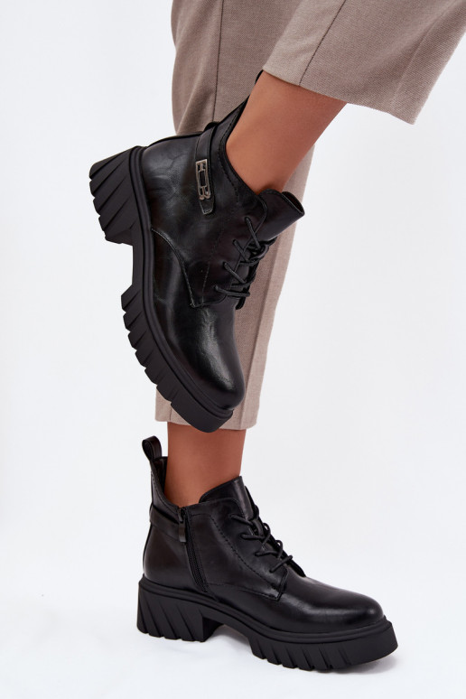  zateplené Dámské podpatky  se zdobenými podpatky Černé Therisse