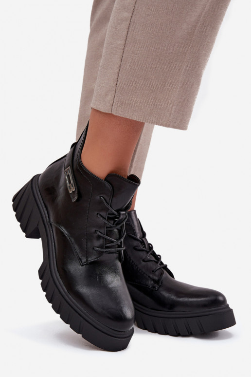  zateplené Dámské podpatky  se zdobenými podpatky Černé Therisse