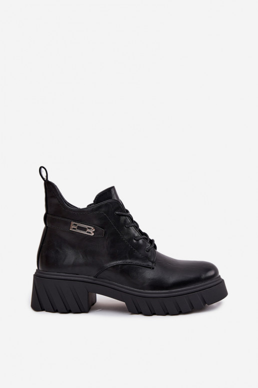  zateplené Dámské podpatky  se zdobenými podpatky Černé Therisse