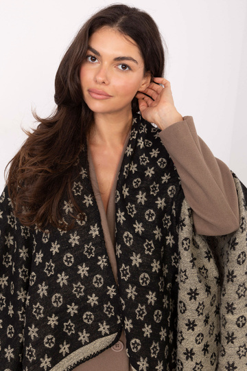 Černo-béžový pončo