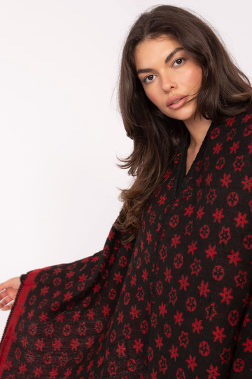 Černočervený pončo