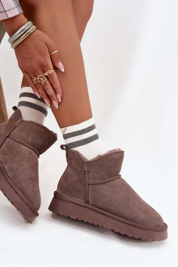 Sněhule Z Naturalnego Zamszu zateplené s kožešinou uvnitř Vinceza 97961 hnědá