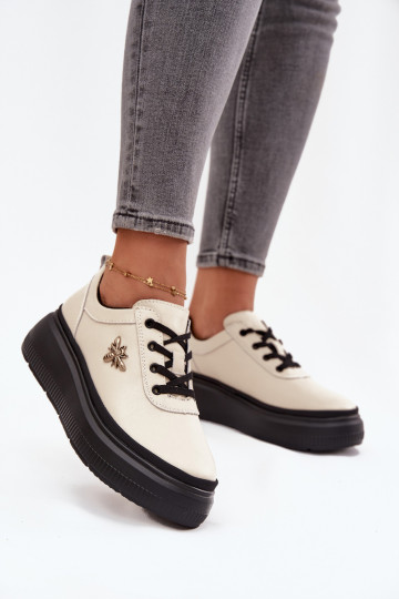  boty  s platformou Z Przypinką Vinceza 41495 béžové 2