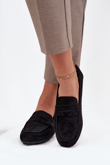mokasíny Dámské mokasíny Ploché boty Černé Roseline 2