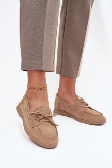 boty Dámské mokasíny Ploché boty se stylovými detaily béžové Zalina 2