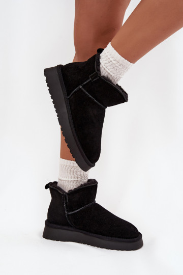 Sněhule Z Naturalnego Zamszu zateplené s kožešinou uvnitř Vinceza 97961 Černé