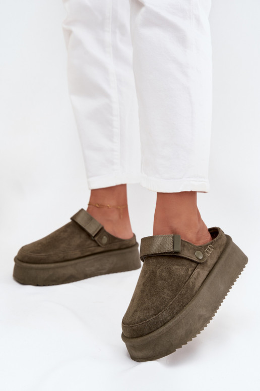 Sněhule  s platformou Z s lepeným zapínánímem khaki Jorielle