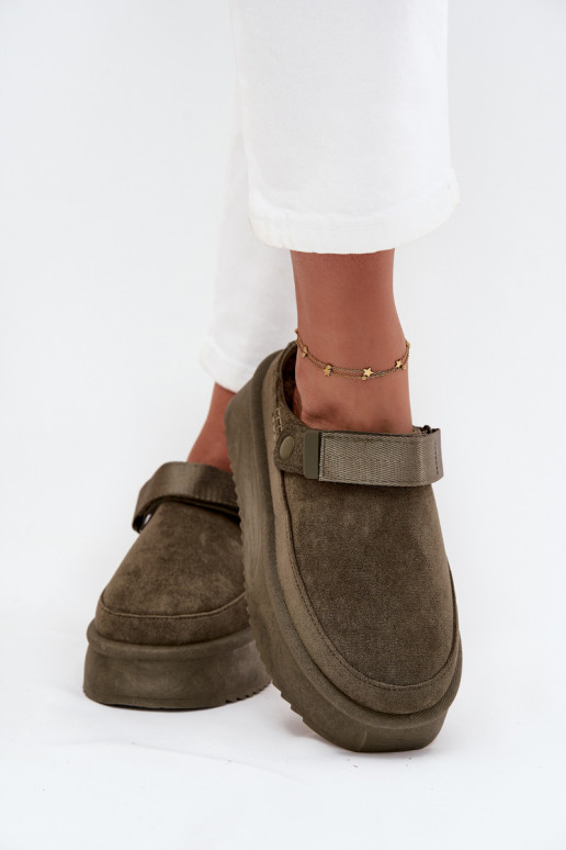 Sněhule  s platformou Z s lepeným zapínánímem khaki Jorielle