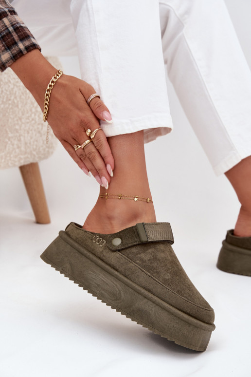 Sněhule  s platformou Z s lepeným zapínánímem khaki Jorielle