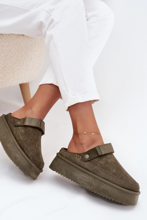 Sněhule  s platformou Z s lepeným zapínánímem khaki Jorielle