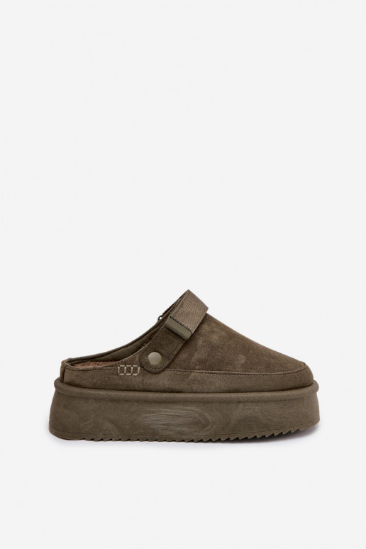 Sněhule  s platformou Z s lepeným zapínánímem khaki Jorielle