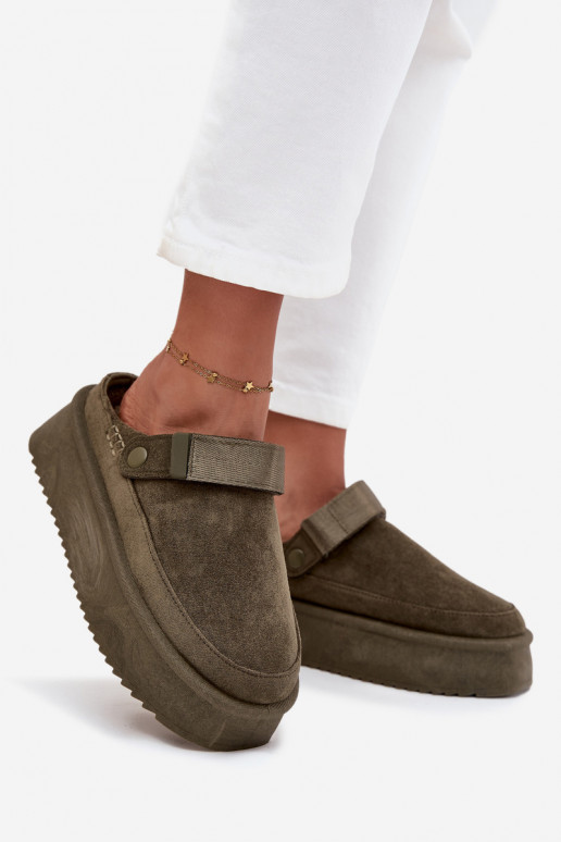 Sněhule  s platformou Z s lepeným zapínánímem khaki Jorielle