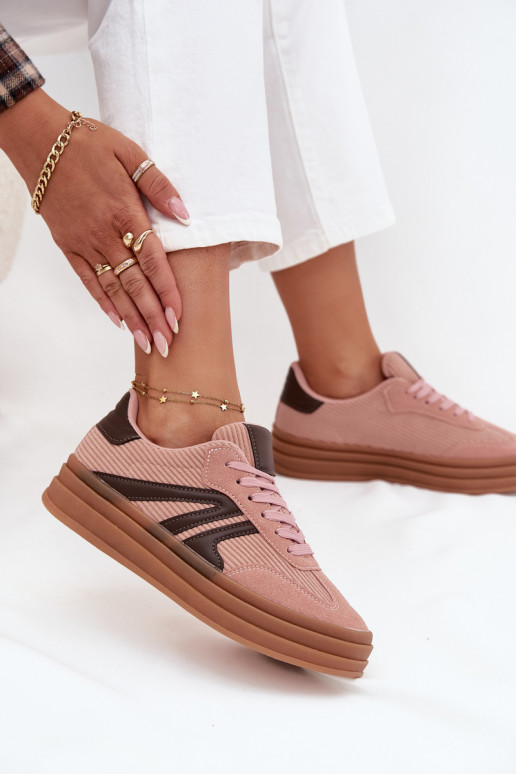 Manšestrové boty Tenisky  s platformou růžová Skye