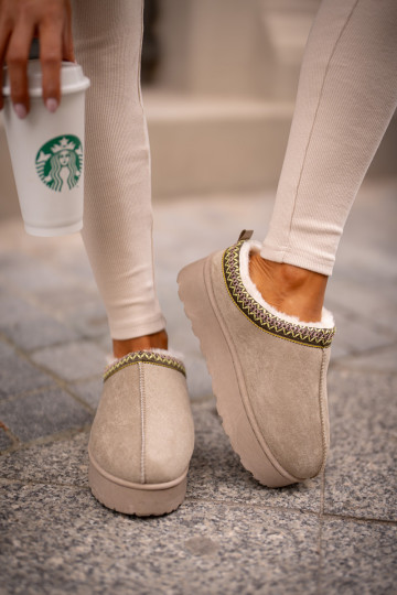 Sněhule  s platformou zateplené s kožešinou uvnitř zelené Remenia