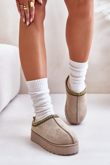 Sněhule  s platformou zateplené s kožešinou uvnitř zelené Remenia 2