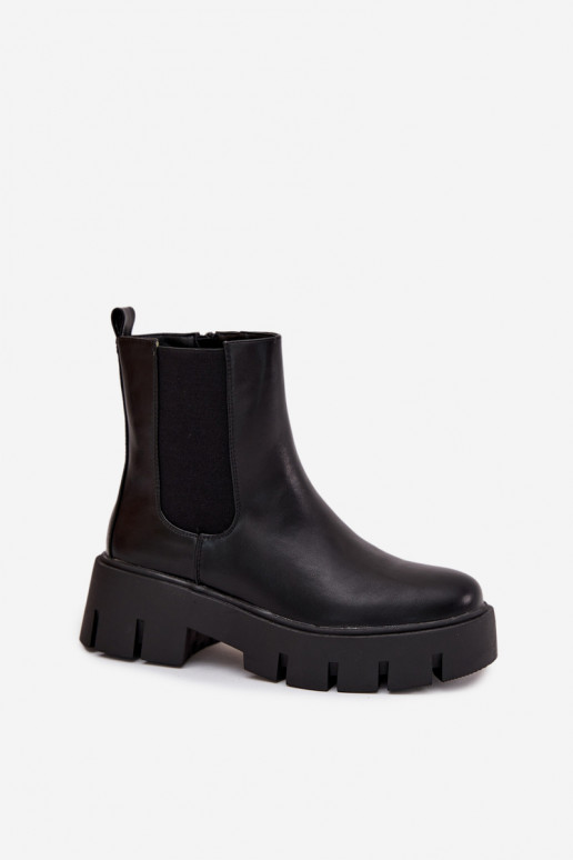 stylové podpatky  zateplené  Eko  Černé Fivienne stylové podpatky  zateplené  Eko  Černé Fivienne