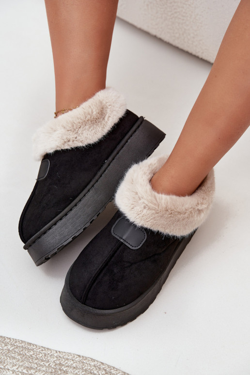 Sněhule  s platformou s kožešinou Černé Calyra Sněhule  s platformou s kožešinou Černé Calyra