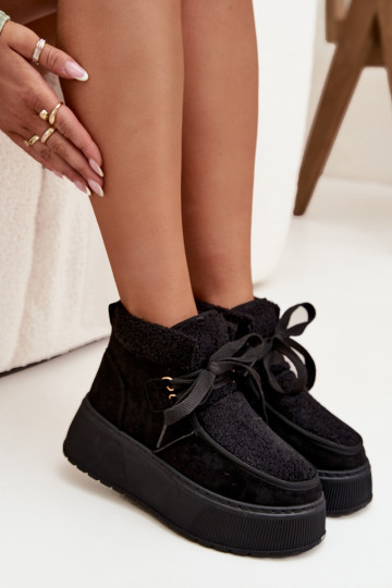 Sněhule  s platformou s kožešinou Černé Florivelle