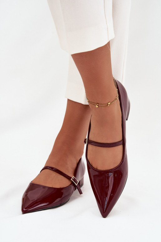 Lakované baleríny Na m Obcasie s popruhy vínová Isvella