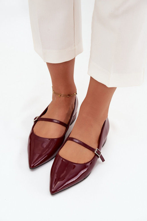 Lakované baleríny Na m Obcasie s popruhy vínová Isvella