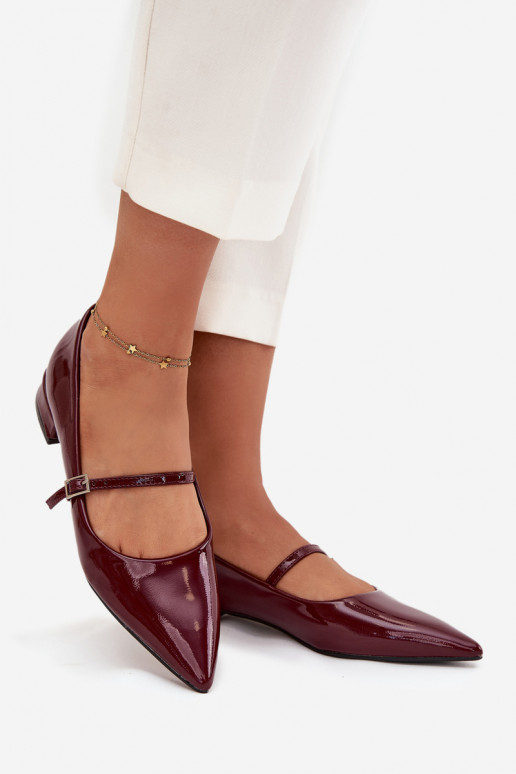 Lakované baleríny Na m Obcasie s popruhy vínová Isvella