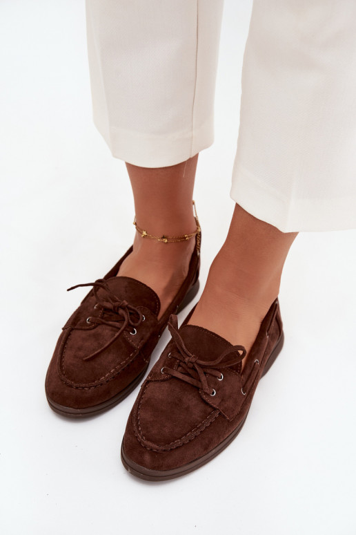 boty Dámské mokasíny Ploché boty se stylovými detaily Czekoladowe Zalina boty Dámské mokasíny Ploché boty se stylovými detaily Czekoladowe Zalina