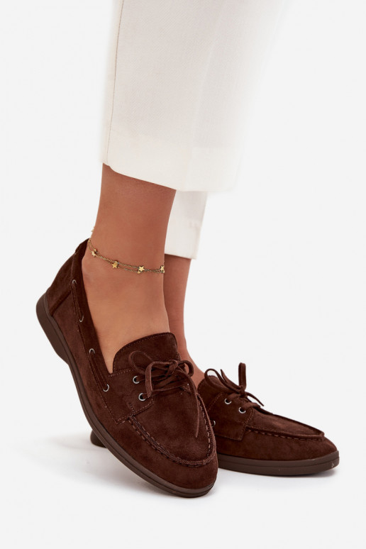 boty Dámské mokasíny Ploché boty se stylovými detaily Czekoladowe Zalina boty Dámské mokasíny Ploché boty se stylovými detaily Czekoladowe Zalina