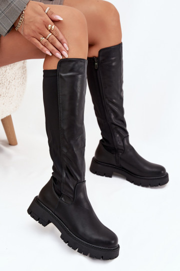 zateplené dámské dlouhé boty  Černé Harlina