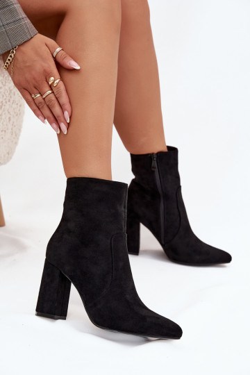 zateplené Dámské podpatky Z z eko semišeu Černé Pralina